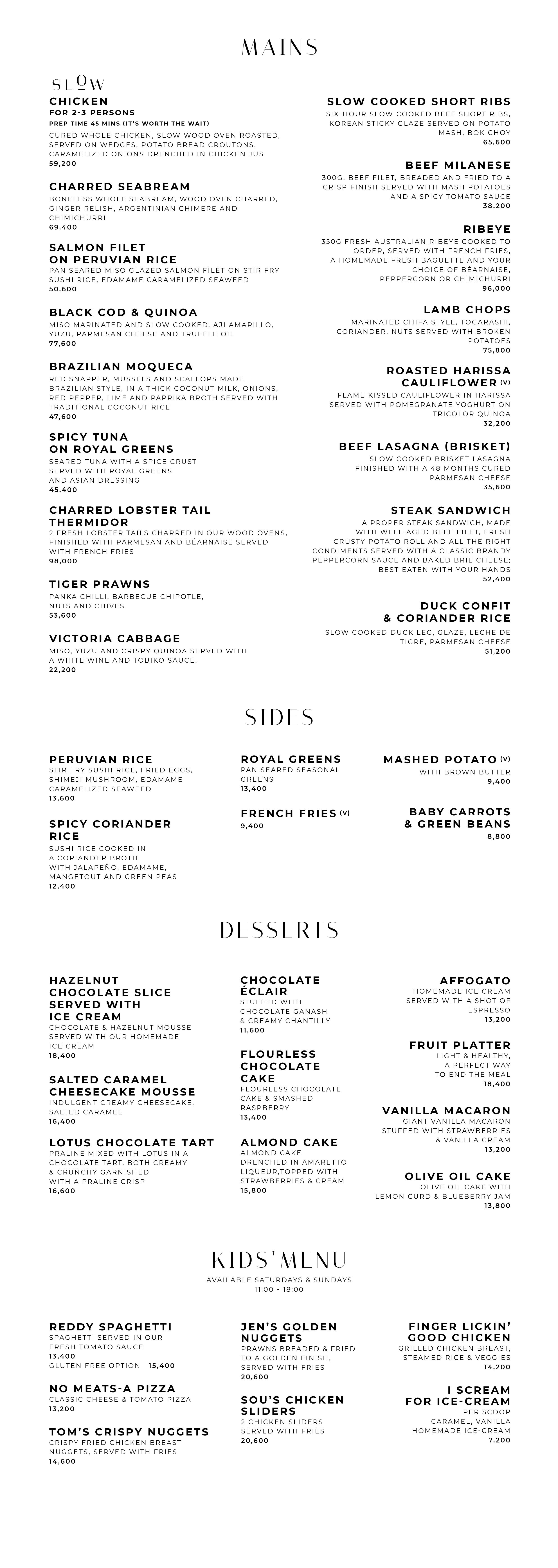 Slow Food Menu